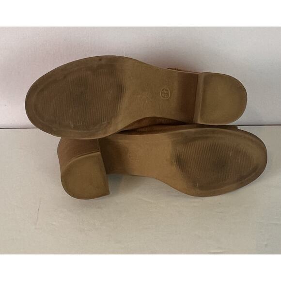 Universal Thread Charlee Ankle Booties Sz 8.5 Cognac Faux Suede Cut Out Open Toe - Picture 7 of 8